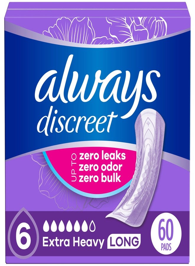 Always Discreet Adult Incontinence Pads for Women, Extra Heavy Absorbency, Regular Length, Postpartum Pads, 60 Count - Image 1